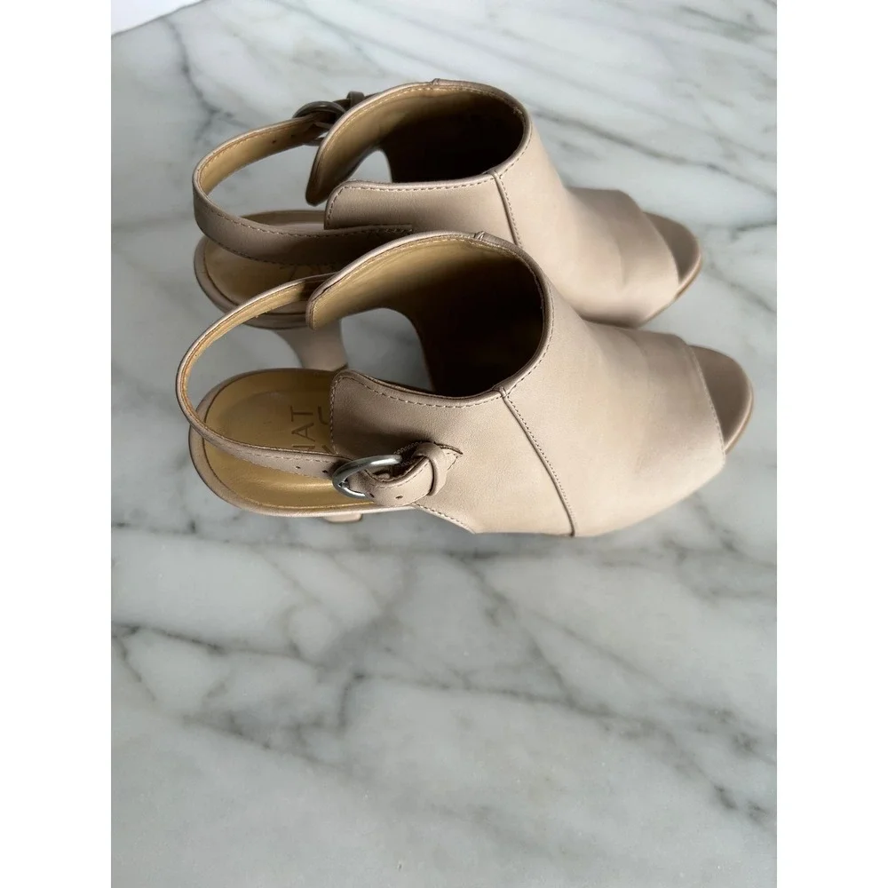 Naturalizer Womens Beige Slingback Buckle Peep Toe Platform Block Heels 7.5M - Picture 13 of 14